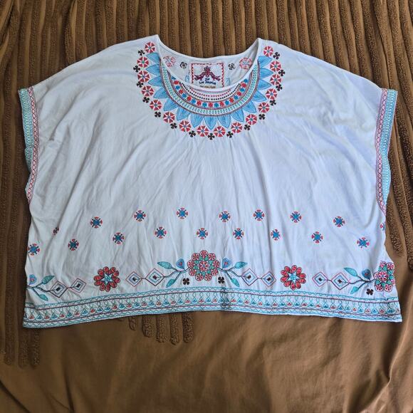 Johnny Was Women Boho Hippie Artsy Embroidered Oversized Boxy Caftan Top L/XL - Picture 3 of 12